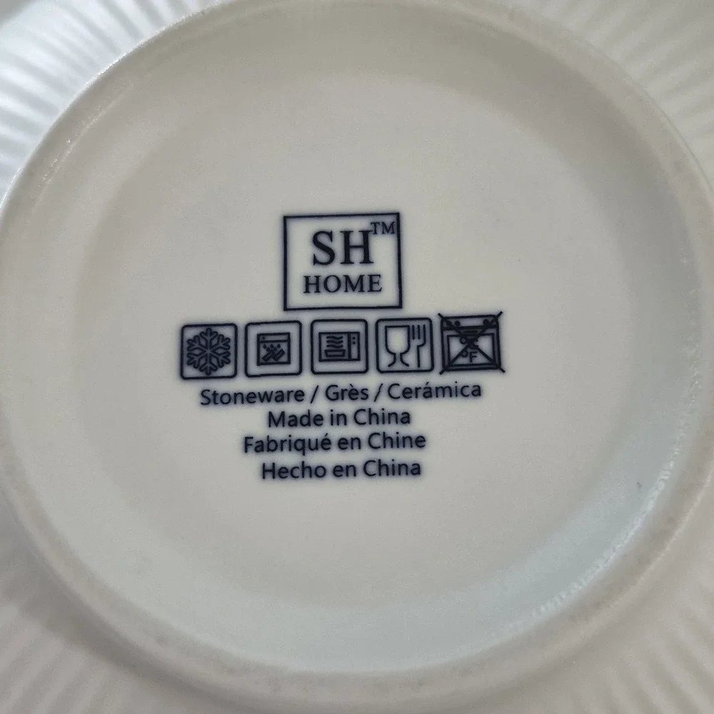 SH Home Ceramic Ramen Noodle Bowl Set with Chopsticks & Spoon Blue White Rabbits